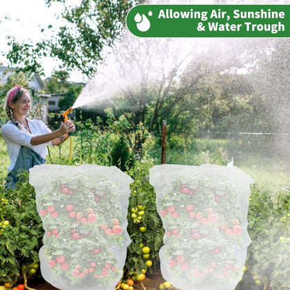 Darzheoy 1 Pack Garden Mesh Netting for Plants, 19.7 x 29.5 Inch Insect Bird Barrier Netting Mesh with Drawstring, Tomato Plant Cover Fruits Tree Netting Bags Protection for Vegetables 59" x 63" 1 Pack