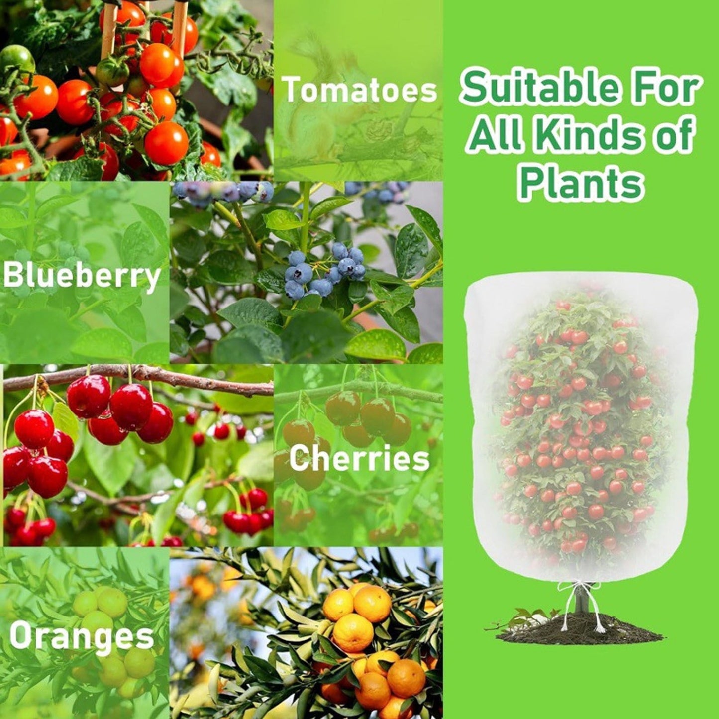 Darzheoy 1 Pack Garden Mesh Netting for Plants, 19.7 x 29.5 Inch Insect Bird Barrier Netting Mesh with Drawstring, Tomato Plant Cover Fruits Tree Netting Bags Protection for Vegetables 63" x 90.6" 1 Pack