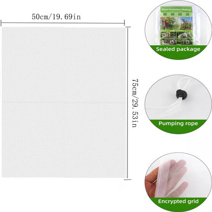 Darzheoy 1 Pack Garden Mesh Netting for Plants, 19.7 x 29.5 Inch Insect Bird Barrier Netting Mesh with Drawstring, Tomato Plant Cover Fruits Tree Netting Bags Protection for Vegetables 31.5" x 59" 2 Pack