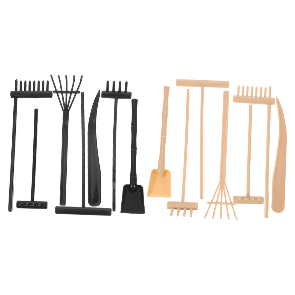 Worgeous 14pcs Mini Plastic Rakes Small Garden Rakes for Sand Table Crafts and Adornments Tools Set