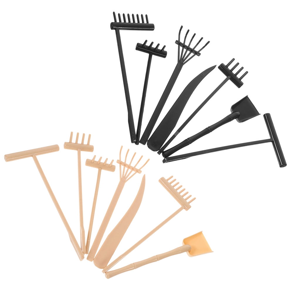 Worgeous 14pcs Mini Plastic Rakes Small Garden Rakes for Sand Table Crafts and Adornments Tools Set
