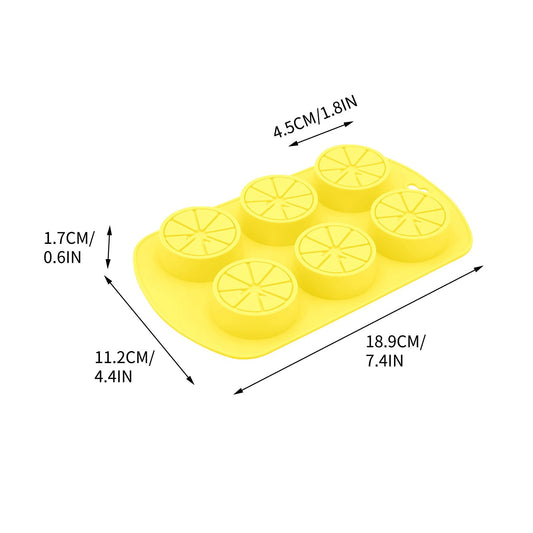 Darzheoy Friut Shaped Silicone Mold, 6 Cavity Lemon 3D Bakeware Mold, Nonstick Food Grade Mold for Soap, Candies, Fondant, Chocolate Yellow