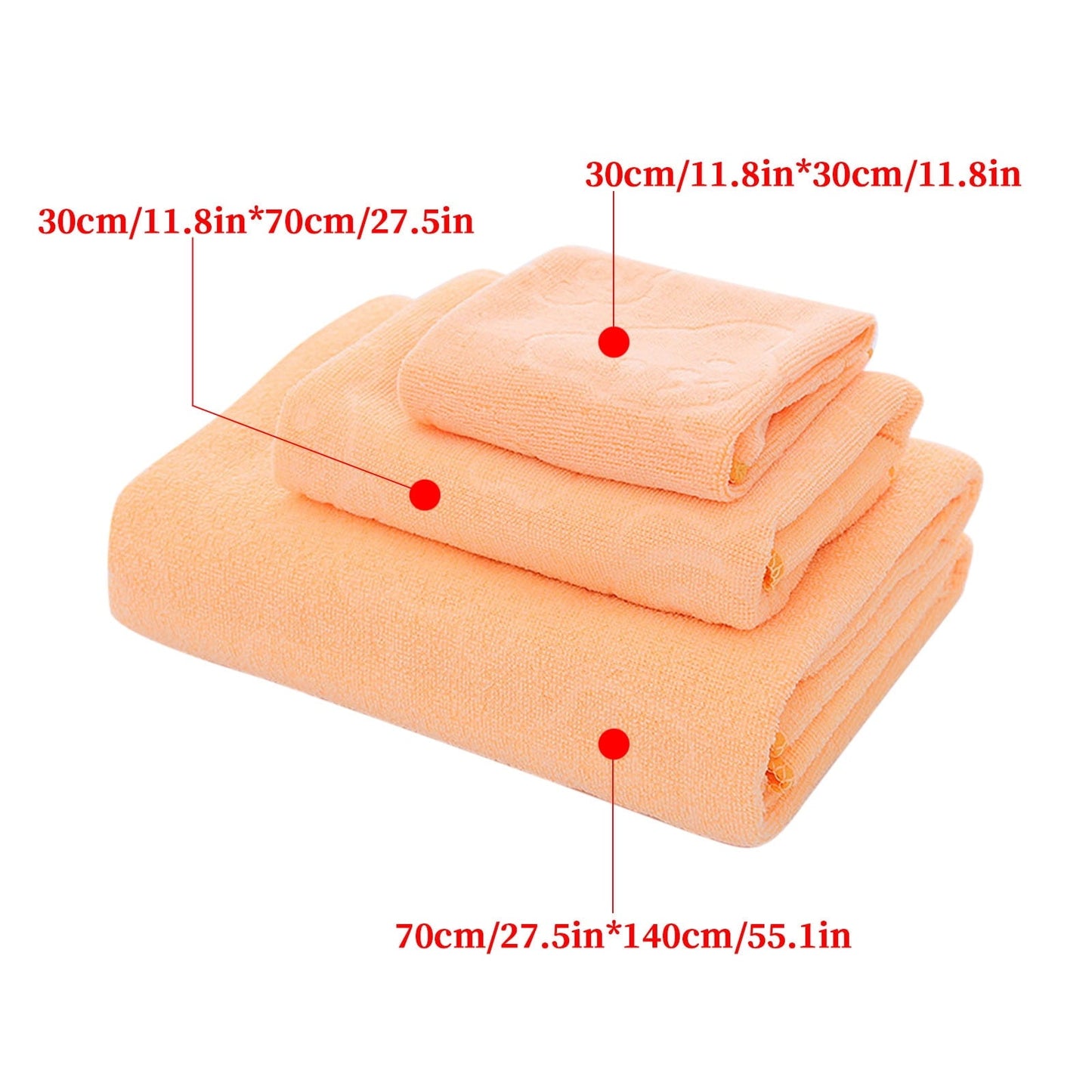 AYktou Bath Towels 3 Pack Cotton Bathroom Set,Contains a Bath Towels 28*56",a Hand Towels 12*12",a Face Towels 12*28",Soft Compact & Lightweight,for Gym Camp Beach and Daily Use Orange
