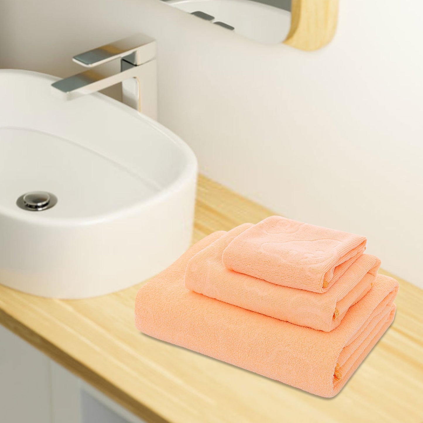 AYktou Bath Towels 3 Pack Cotton Bathroom Set,Contains a Bath Towels 28*56",a Hand Towels 12*12",a Face Towels 12*28",Soft Compact & Lightweight,for Gym Camp Beach and Daily Use Orange