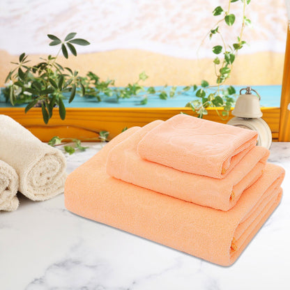AYktou Bath Towels 3 Pack Cotton Bathroom Set,Contains a Bath Towels 28*56",a Hand Towels 12*12",a Face Towels 12*28",Soft Compact & Lightweight,for Gym Camp Beach and Daily Use Orange