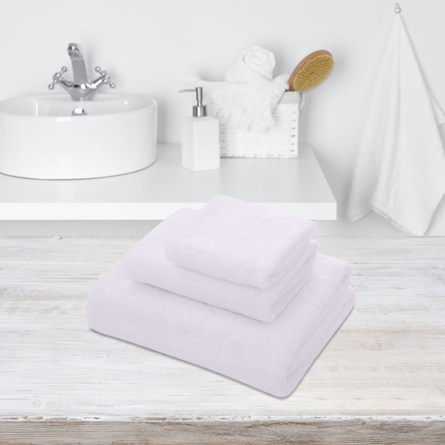 AYktou Bath Towels 3 Pack Cotton Bathroom Set,Contains a Bath Towels 28*56",a Hand Towels 12*12",a Face Towels 12*28",Soft Compact & Lightweight,for Gym Camp Beach and Daily Use White