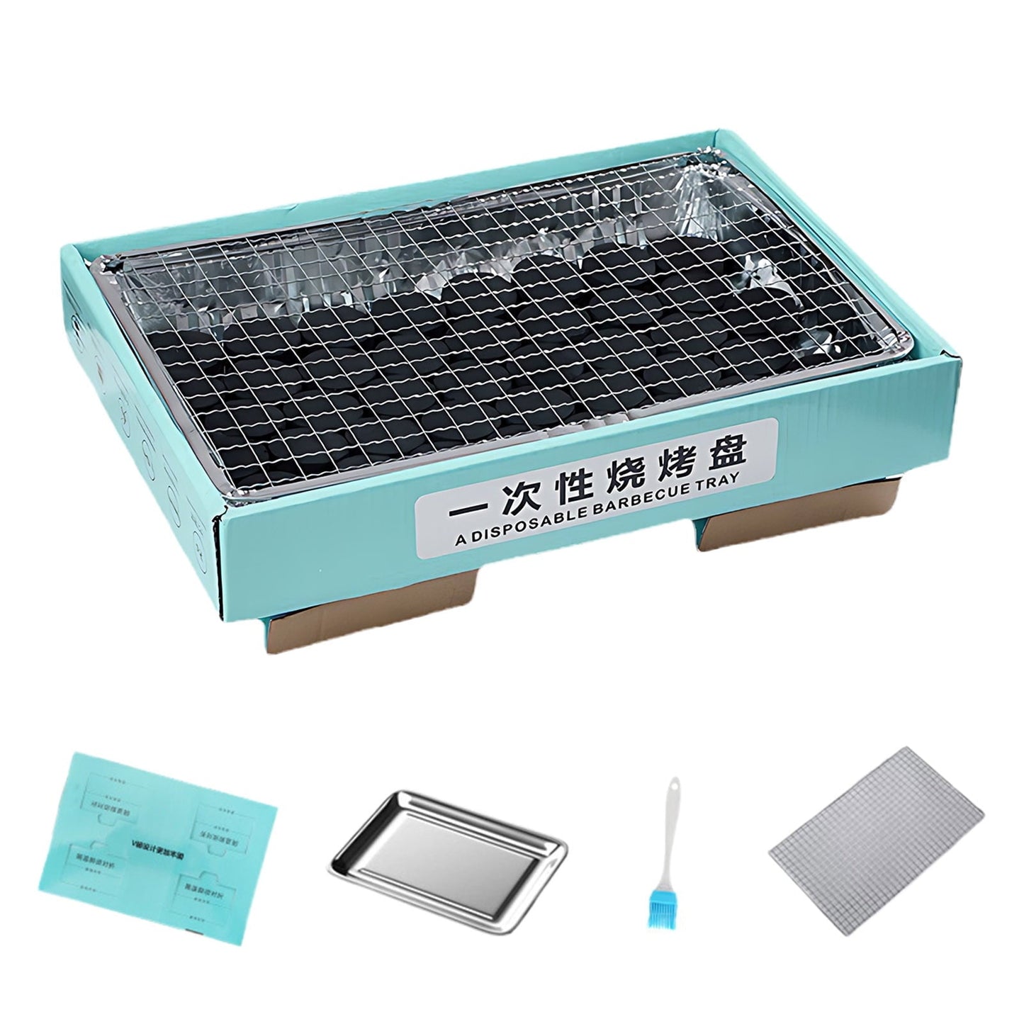 Kdkad Disposable BBQ Grill – Portable Outdoor Picnic, Cam& Group Gatherings – Low-Smoke Stainless Steel Kraft Paper Tray with Fast-Burning Charcoal – Easy Baking & Grilling