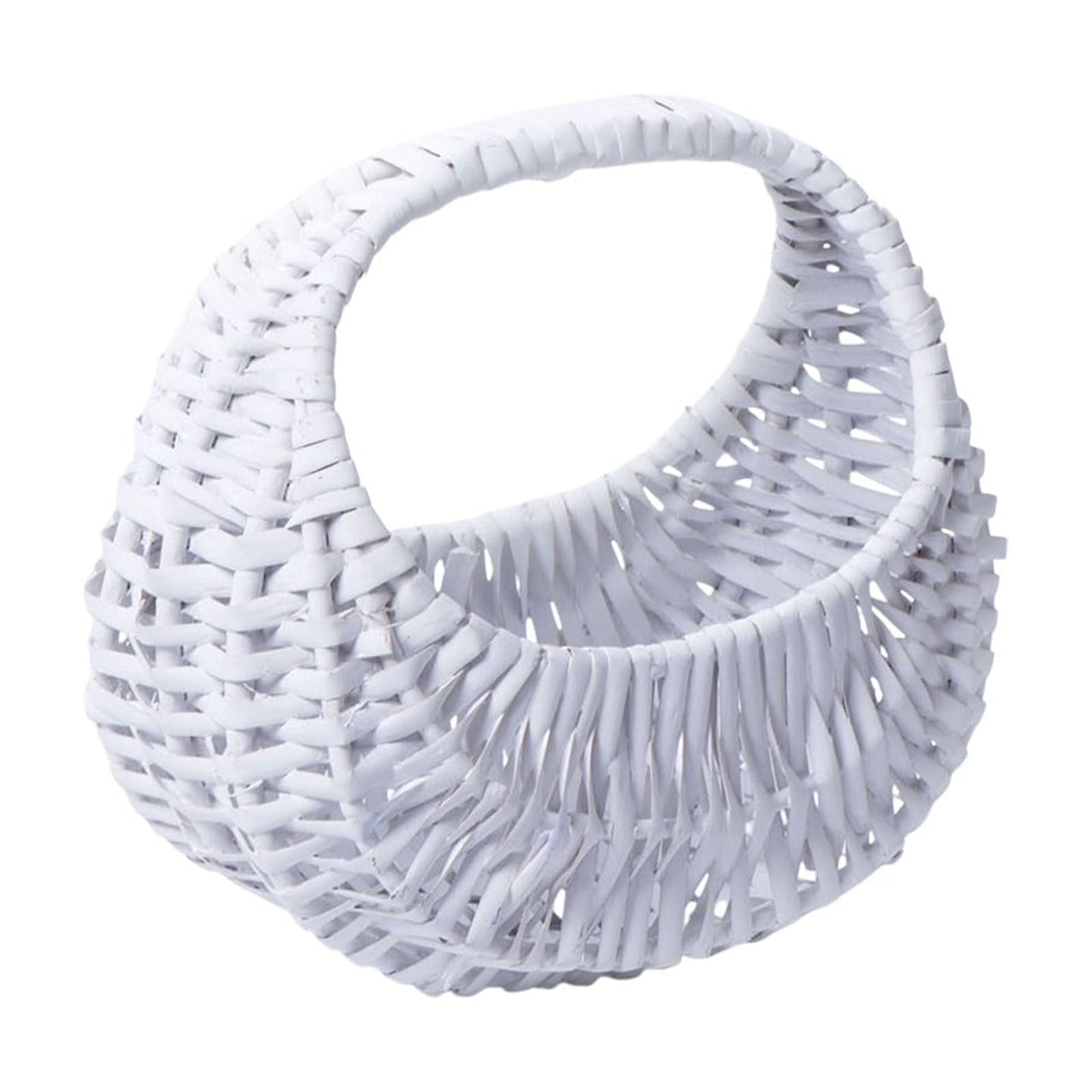 Darzheoy Wicker Basket with Handle, Wicker Shopping Basket, Picnic Baskets, Wicker Storage Basket, Rattan Basket for Wedding White