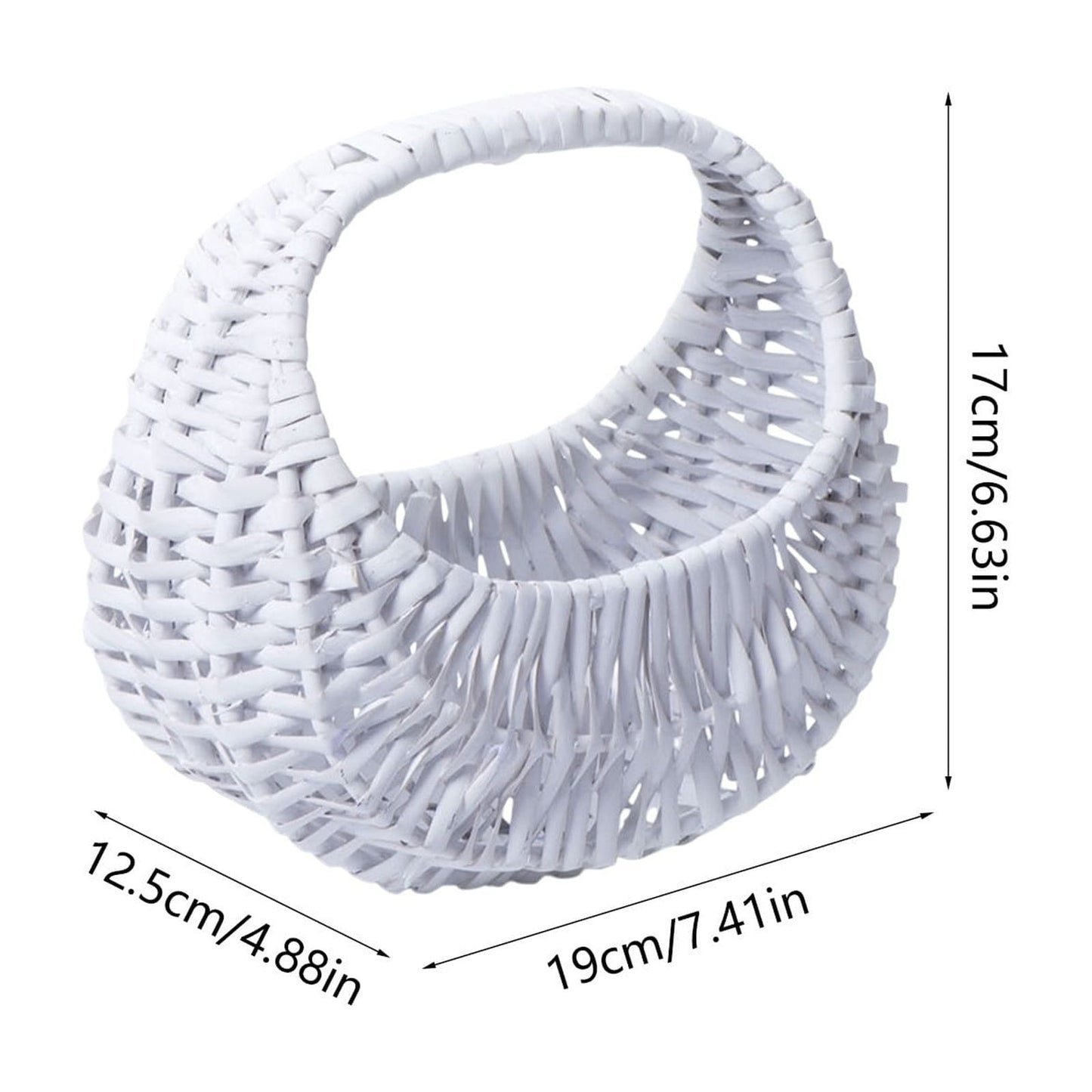 Darzheoy Wicker Basket with Handle, Wicker Shopping Basket, Picnic Baskets, Wicker Storage Basket, Rattan Basket for Wedding White