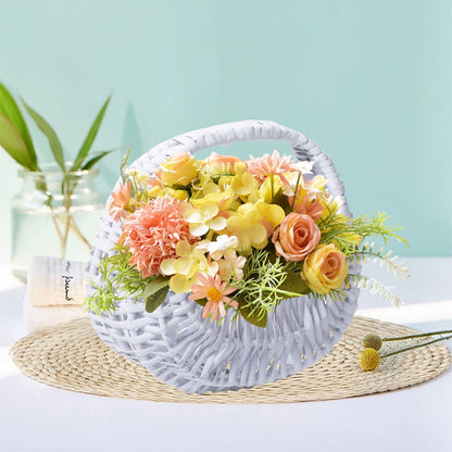 Darzheoy Wicker Basket with Handle, Wicker Shopping Basket, Picnic Baskets, Wicker Storage Basket, Rattan Basket for Wedding White