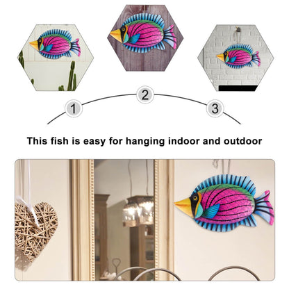 WHAMVOX Purple Iron Fish Wall Decor for Contemporary Home Decoration Easy to Hang Indoors Outdoors 7.5 Inches