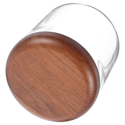 WHAMVOX Small Glass Jar with Airtight Wooden Lid, Food Storage Canister for Cereal, Snacks, Coffee, Kitchen Organization