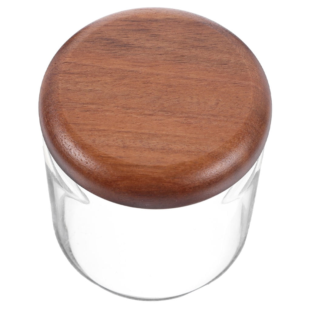 WHAMVOX Small Glass Jar with Airtight Wooden Lid, Food Storage Canister for Cereal, Snacks, Coffee, Kitchen Organization