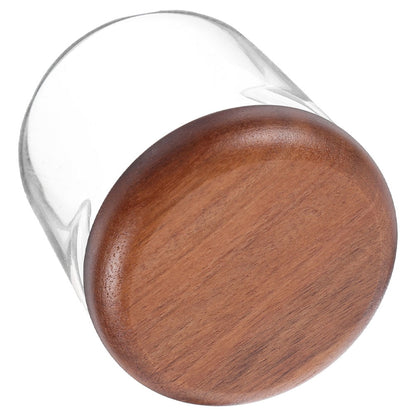 WHAMVOX Small Glass Jar with Airtight Wooden Lid, Food Storage Canister for Cereal, Snacks, Coffee, Kitchen Organization