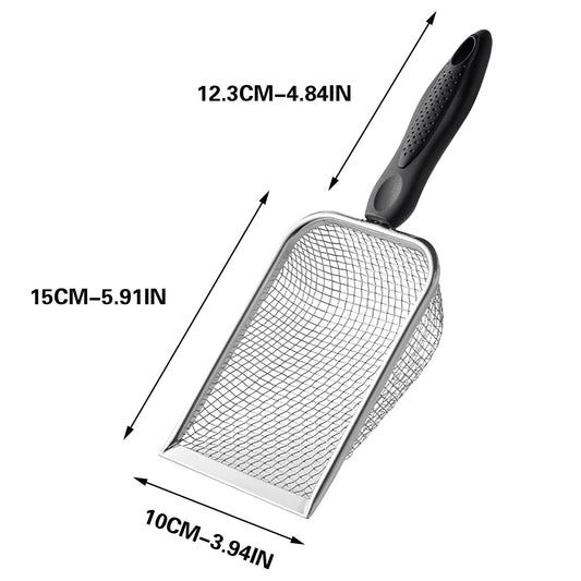 Darzheoy Beach Mesh Shovel for Shell Collecting, Kids Filter Sand Scooper for Picking Up Shells, Shark Tooth Sifter Dipper for Boys and Girls Black