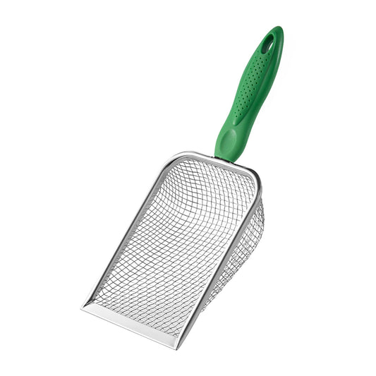Darzheoy Beach Mesh Shovel for Shell Collecting, Kids Filter Sand Scooper for Picking Up Shells, Shark Tooth Sifter Dipper for Boys and Girls Green