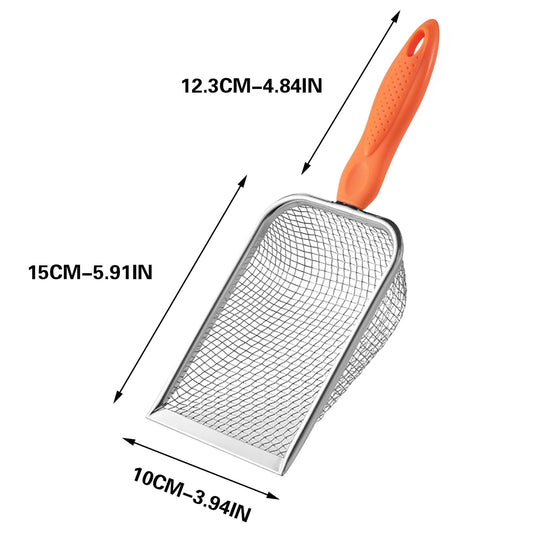 Darzheoy Beach Mesh Shovel for Shell Collecting, Kids Filter Sand Scooper for Picking Up Shells, Shark Tooth Sifter Dipper for Boys and Girls Orange