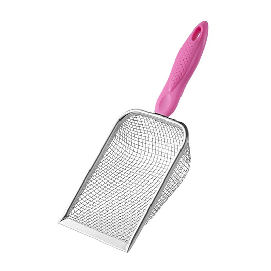 Darzheoy Beach Mesh Shovel for Shell Collecting, Kids Filter Sand Scooper for Picking Up Shells, Shark Tooth Sifter Dipper for Boys and Girls Pink
