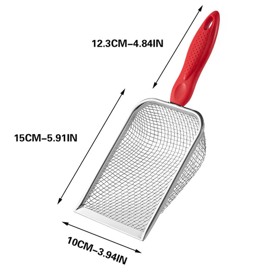 Darzheoy Beach Mesh Shovel for Shell Collecting, Kids Filter Sand Scooper for Picking Up Shells, Shark Tooth Sifter Dipper for Boys and Girls Red