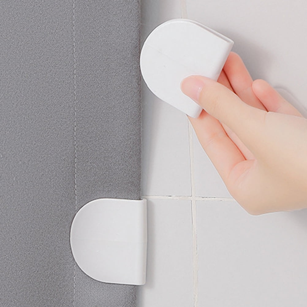 WHAMVOX 4 Pcs Adhesive Shower Curtain Clip Bathroom for Wall Clips White