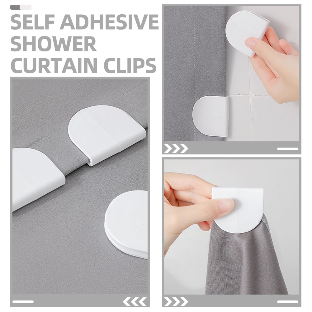 WHAMVOX 4 Pcs Adhesive Shower Curtain Clip Bathroom for Wall Clips White