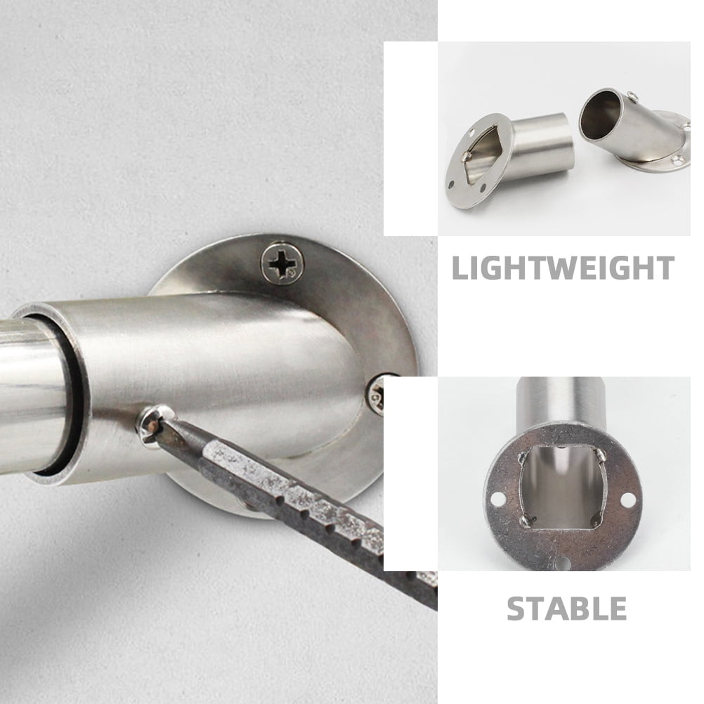 WHAMVOX 4 Pcs Closet Rod Brackets Angled Clothes Rail 6.60X5.20X5.20CM Silver