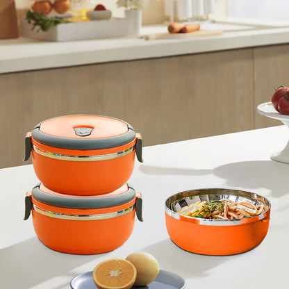 Darzheoy Lunch Box Containers for Hot Food, Portable Lunch Box Stainless Steel Insulated Food Storage Container for Outdoor Camping Picnic Orange