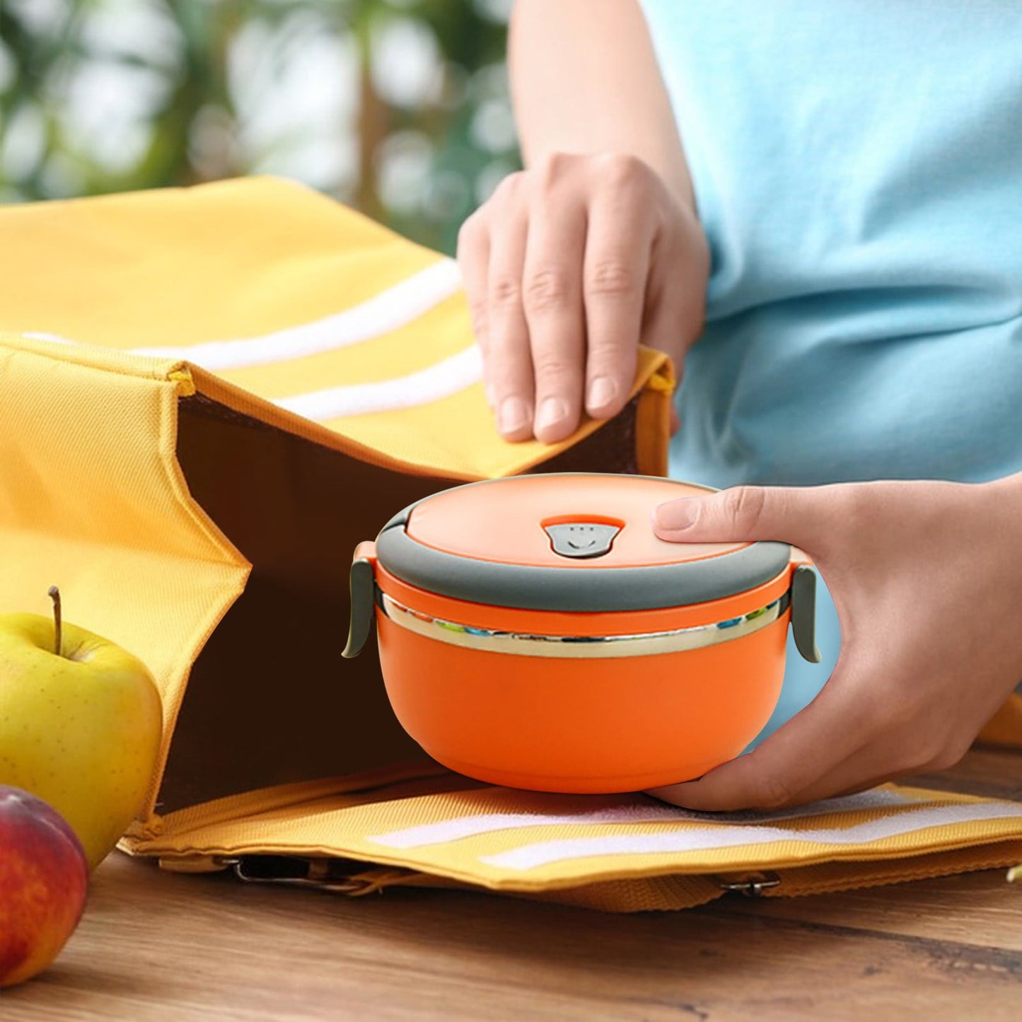 Darzheoy Lunch Box Containers for Hot Food, Portable Lunch Box Stainless Steel Insulated Food Storage Container for Outdoor Camping Picnic Orange