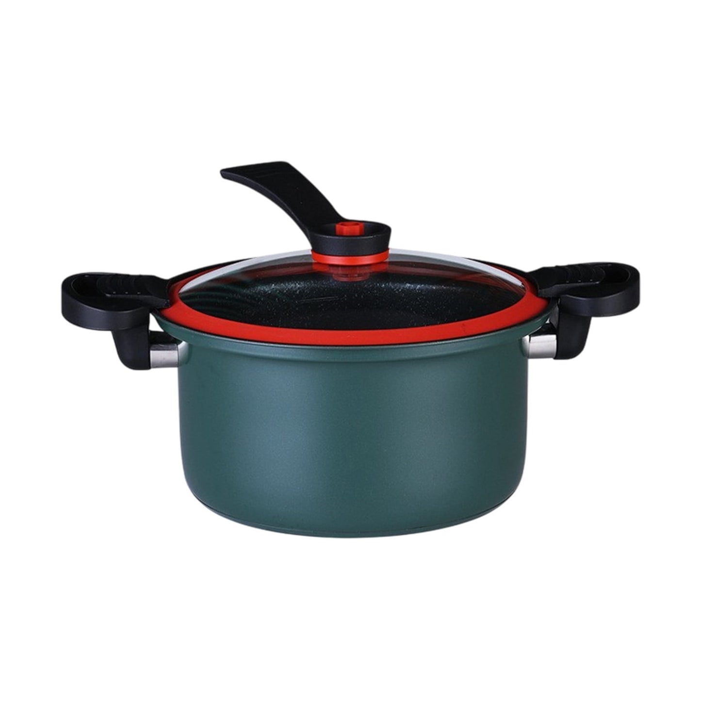 Darzheoy Nonstick Ceramic Coated Sauce Pan with Lid, Crock Pot with Twist & Lock Handles, Micro Pressure Cooker Versatile Cookware for Stovetops, Easy to Clean Green