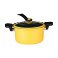 Darzheoy Nonstick Ceramic Coated Sauce Pan with Lid, Crock Pot with Twist & Lock Handles, Micro Pressure Cooker Versatile Cookware for Stovetops, Easy to Clean Yellow