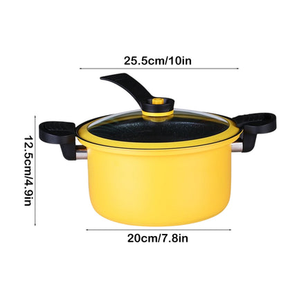 Darzheoy Nonstick Ceramic Coated Sauce Pan with Lid, Crock Pot with Twist & Lock Handles, Micro Pressure Cooker Versatile Cookware for Stovetops, Easy to Clean Yellow