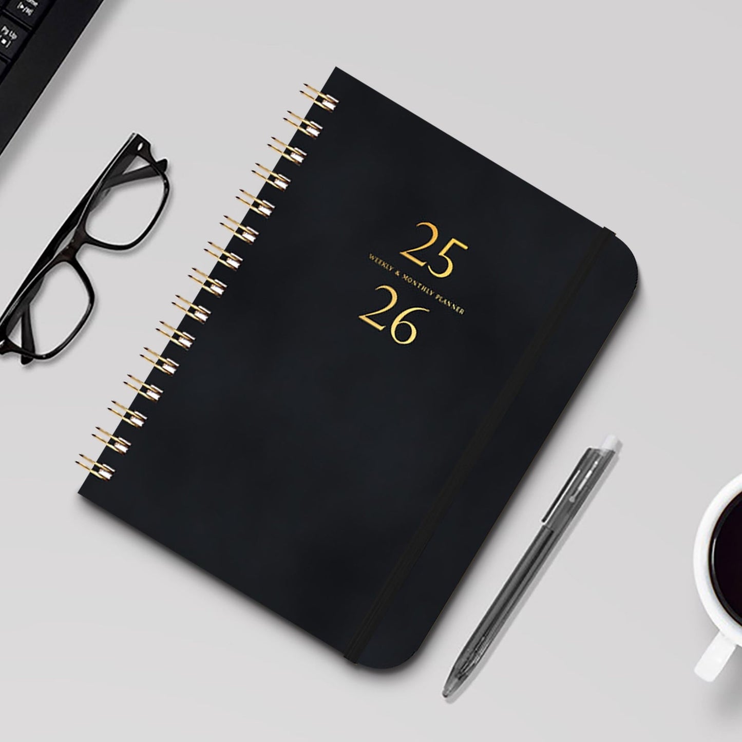 Darzheoy 2025-2026 Planner, Academic Planner 2025-2026 from July 2025, June 2026, Weekly & Monthly Planner Spiral Bound with 12 Monthly Tabs Black