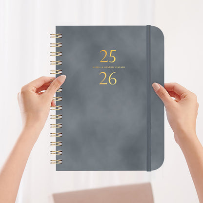 Darzheoy 2025-2026 Planner, Academic Planner 2025-2026 from July 2025, June 2026, Weekly & Monthly Planner Spiral Bound with 12 Monthly Tabs Gray