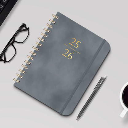 Darzheoy 2025-2026 Planner, Academic Planner 2025-2026 from July 2025, June 2026, Weekly & Monthly Planner Spiral Bound with 12 Monthly Tabs Gray