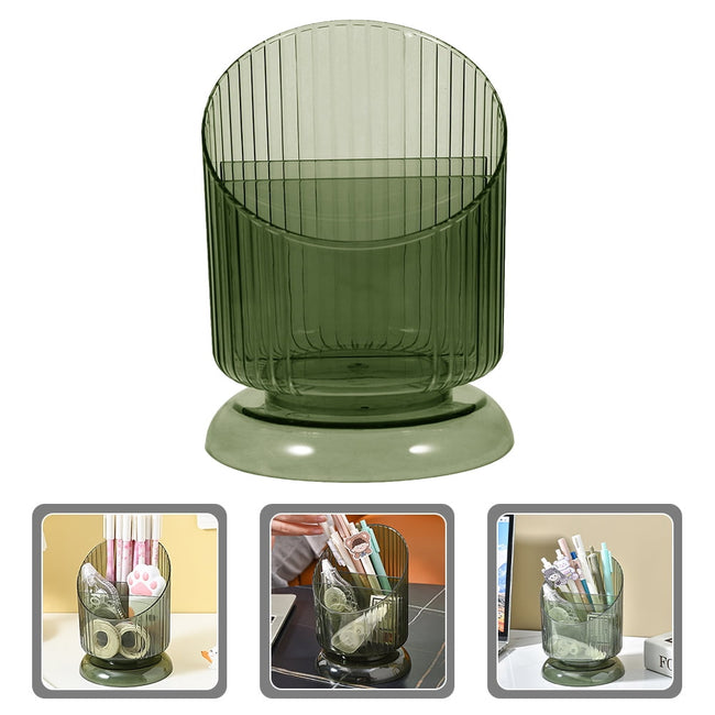 SKISUNO Makeup Brush Holder Pet Green Cylinder 1Set 6.09X4.52X4.52in. Hover Image