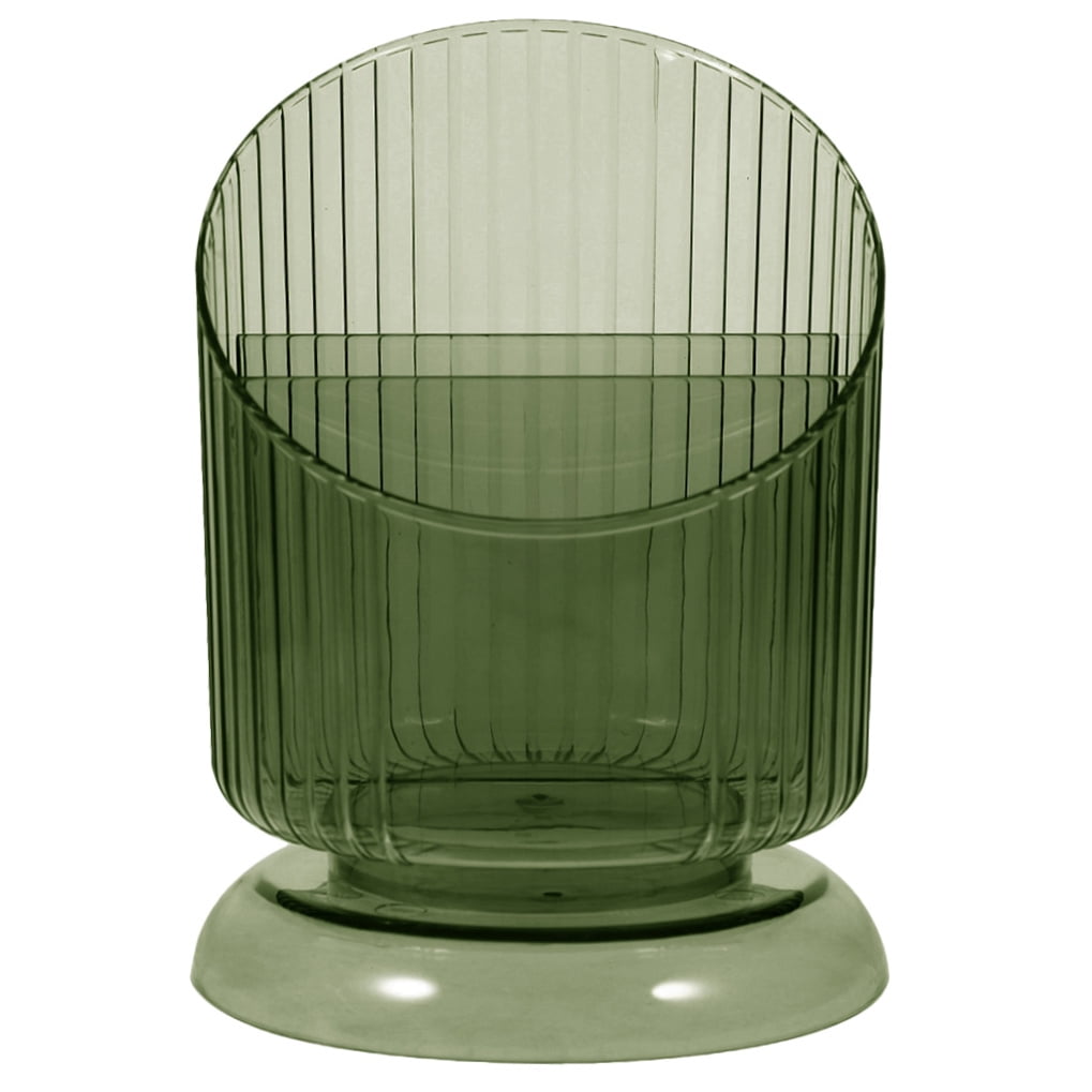 SKISUNO Makeup Brush Holder Pet Green Cylinder 1Set 6.09X4.52X4.52in.