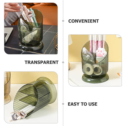 SKISUNO Makeup Brush Holder Pet Green Cylinder 1Set 6.09X4.52X4.52in.