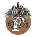 Darzheoy Initial Last Name Year Round Front Door Wreath, Welcome Sign Garland with Bow & Eucalyptus, Personalized Creative 26 Letter Farmhouse Wreath for All Seasons F