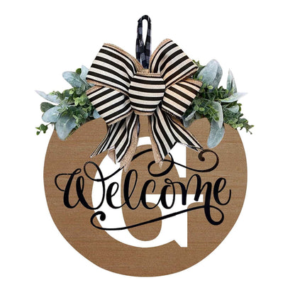 Darzheoy Initial Last Name Year Round Front Door Wreath, Welcome Sign Garland with Bow & Eucalyptus, Personalized Creative 26 Letter Farmhouse Wreath for All Seasons G