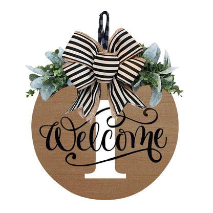 Darzheoy Initial Last Name Year Round Front Door Wreath, Welcome Sign Garland with Bow & Eucalyptus, Personalized Creative 26 Letter Farmhouse Wreath for All Seasons I