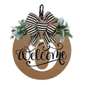 Darzheoy Initial Last Name Year Round Front Door Wreath, Welcome Sign Garland with Bow & Eucalyptus, Personalized Creative 26 Letter Farmhouse Wreath for All Seasons O