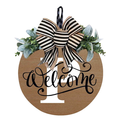 Darzheoy Initial Last Name Year Round Front Door Wreath, Welcome Sign Garland with Bow & Eucalyptus, Personalized Creative 26 Letter Farmhouse Wreath for All Seasons P