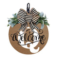 Darzheoy Initial Last Name Year Round Front Door Wreath, Welcome Sign Garland with Bow & Eucalyptus, Personalized Creative 26 Letter Farmhouse Wreath for All Seasons Q