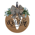 Darzheoy Initial Last Name Year Round Front Door Wreath, Welcome Sign Garland with Bow & Eucalyptus, Personalized Creative 26 Letter Farmhouse Wreath for All Seasons V