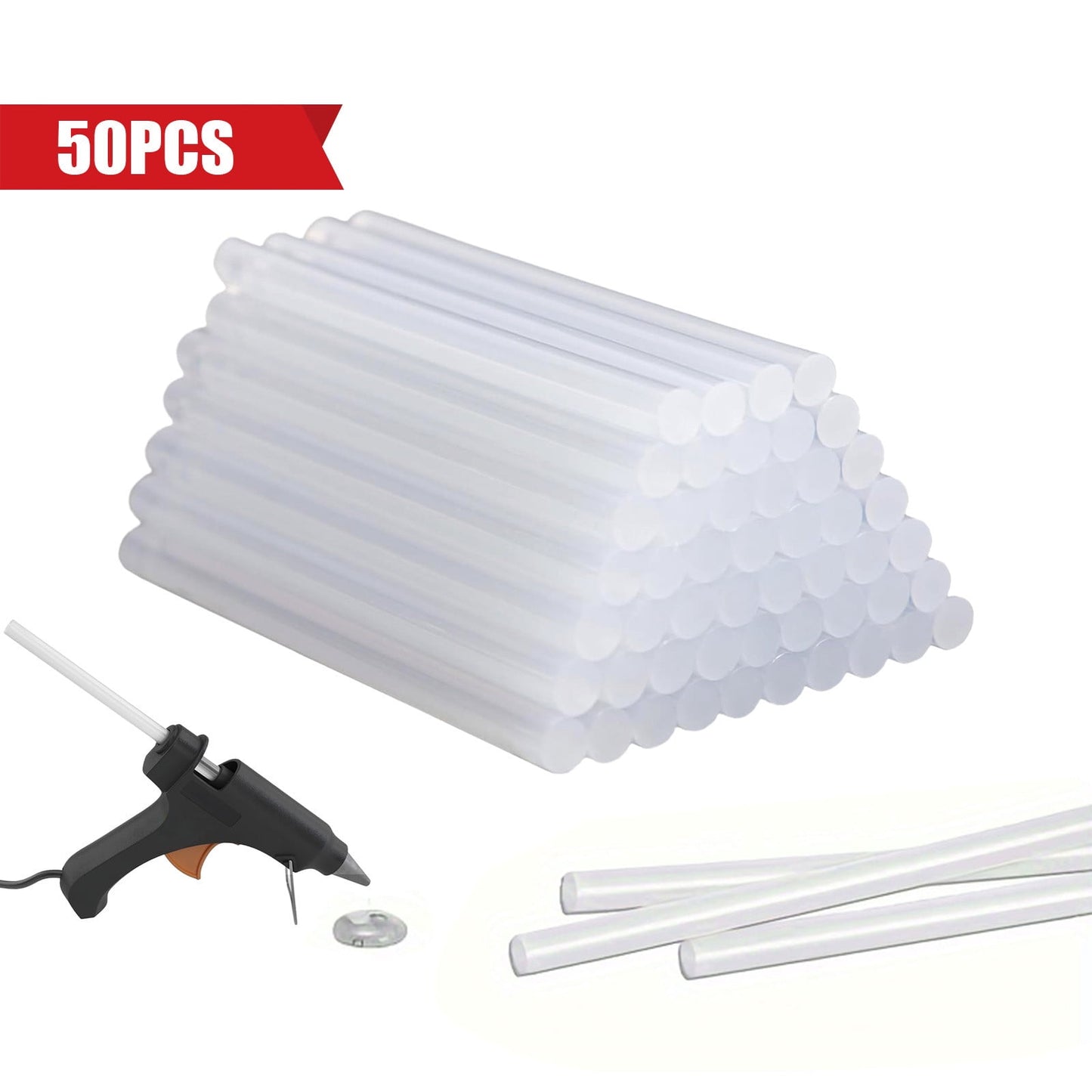 Chmadoxn 50-Pack Clear Mini Hot Glue Sticks - Quick-Bonding Multi-Surface Adhesive for Metal, Wood, Glass, DIY Art, Crafts & Home Repairs, Compatible with Low/High-Temperature Glue Guns 50 pc Clear
