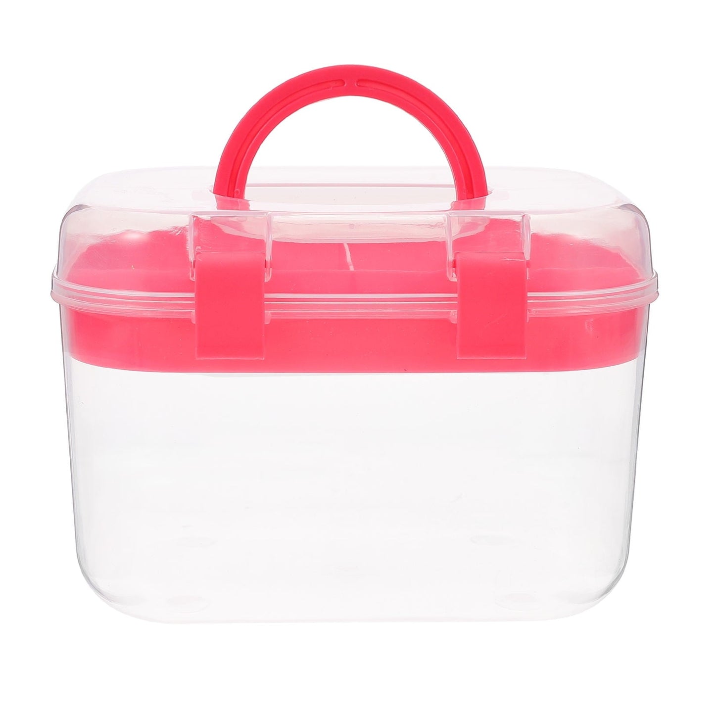 HOOWIFFY Plastic Sewing Box Red Large Capacity Double Layer Organizer for Home and Office Use with Design