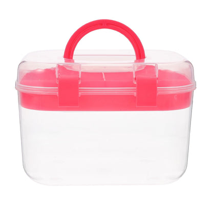 HOOWIFFY Plastic Sewing Box Red Large Capacity Double Layer Organizer for Home and Office Use with Design