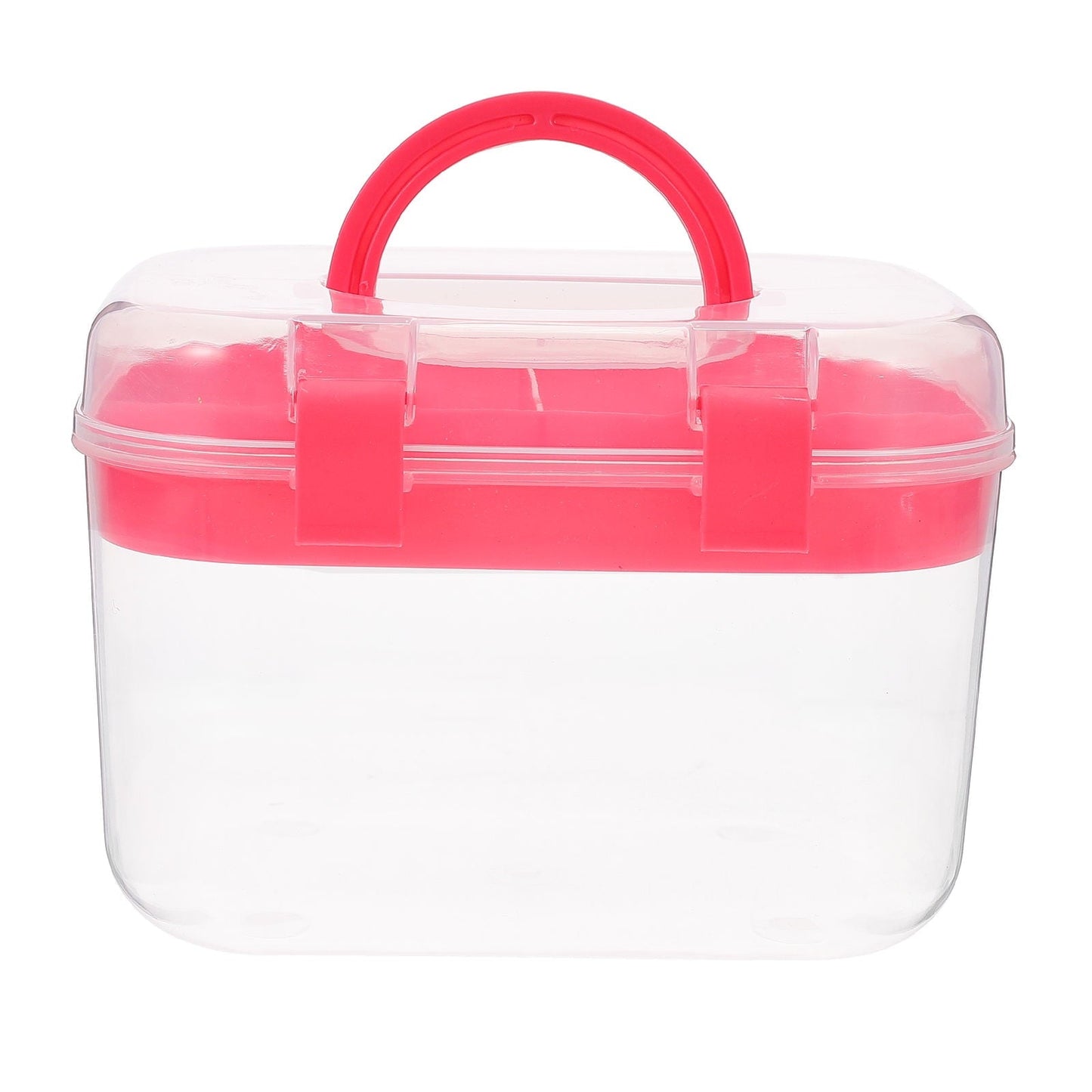 HOOWIFFY Plastic Sewing Box Red Large Capacity Double Layer Organizer for Home and Office Use with Design