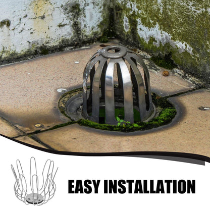 HOOWIFFY Outdoor Drain Leaf Guard Stainless Steel Silver 1Set 3.93X3.93X3.34In
