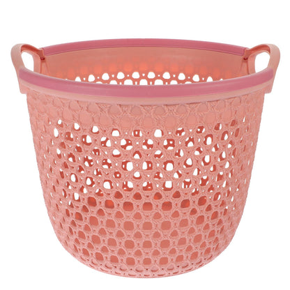 HOOWIFFY 1Pcs Portable Laundry Basket Pink Hollow Laundry Management with Handle PP